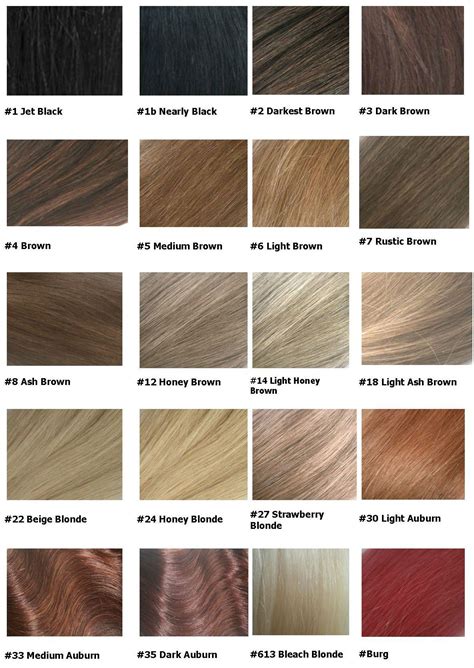 Basic Hair Colors Chart 2016 Gabor Loreal Wella Revlon Garnier
