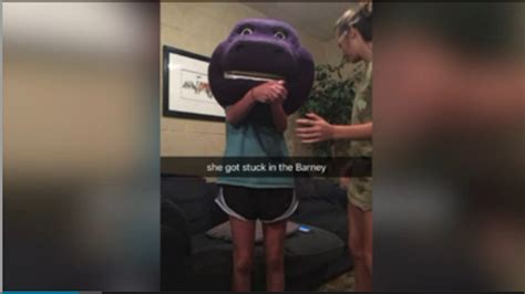 Teenager Gets Stuck In Barney Head During Prank
