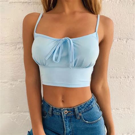 Buy Fashion Womens Crop Tank Top Sexy Bow Knot Ruched Short Off Shouldercamis