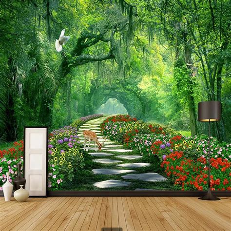 Nature Tree 3d Landscape Mural Photo Wallpaper For Walls 3 D Living