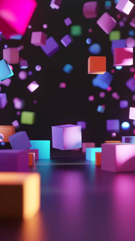 Floating Colorful Cubes Abstract 3d Background Geometric Shapes