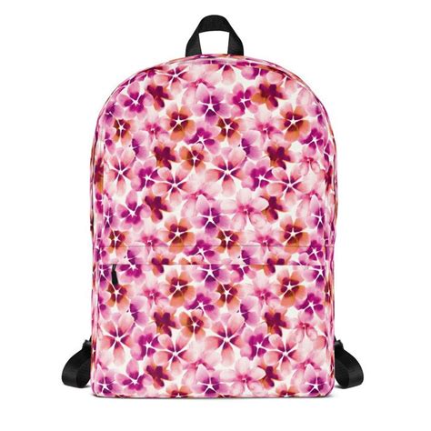 Pink Flower Print Backpack School Bag Canvas Backpack Laptop