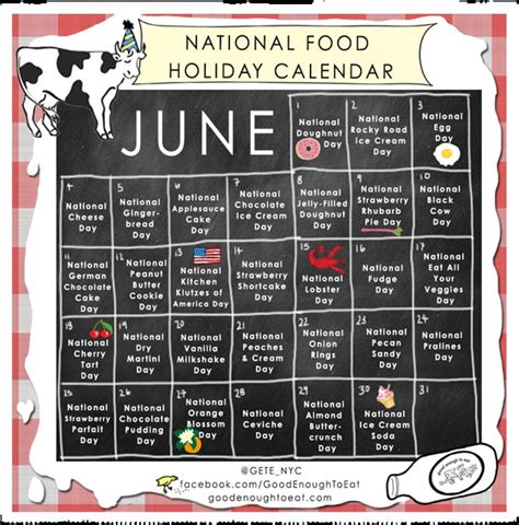 National Food Day Calendar Printable Example Calendar