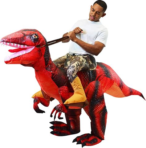 Joyx Creations Inflatable Raptor Riding A Raptor Dinosaur Deluxe
