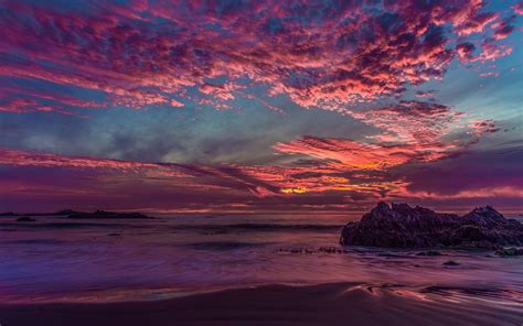 Landscape California Sunset Clouds Rock Sea Bay Wallpapers Hd Desktop And Mobile Backgrounds