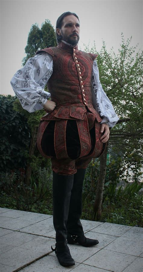 Mens Tudor Doublet Trunk Hose Codpiece Shirt Fencing Outfit