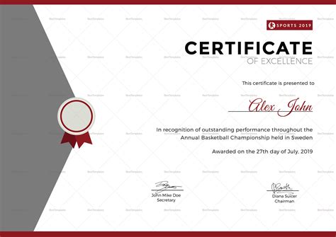 This is a great free printable certificate of excellence template very useful for school, church, organization, homeschooling. Prize Excellence Certificate Design Template in PSD, Word