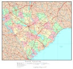Large Detailed Administrative Map Of South Carolina State With Roads