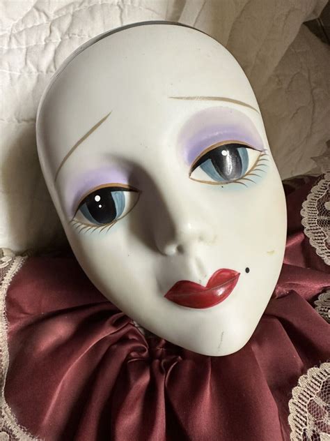 Vintage Pierrot Clown Porcelain Doll Oversize Victoria Impex Burgundy 35ft Ebay