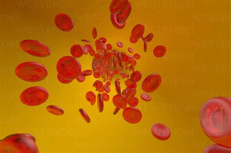Three Dimensional Render Of Flowing Red Blood Cells Stock Photo