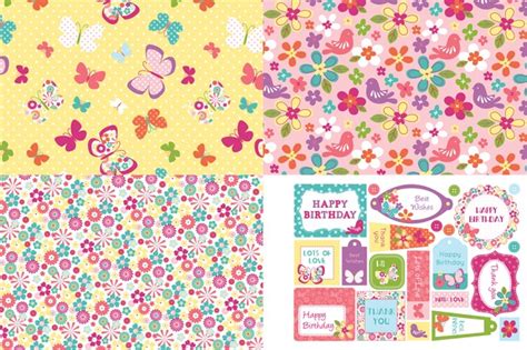 Free Butterflies And Blooms Patterned Papers Gathered
