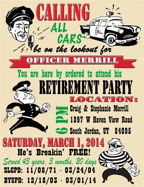 Free Printable Police Officer Retirement Invitation Send An Email To