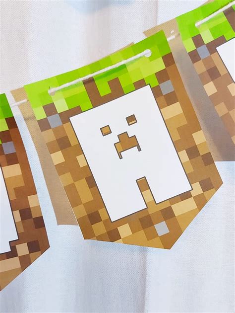 Personalised Minecraft Bunting Print At Home Triangle And Etsy
