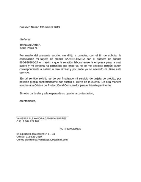 Ejemplo Carta De Cancelacion De Cuenta Bancaria Docx Kulturaupice
