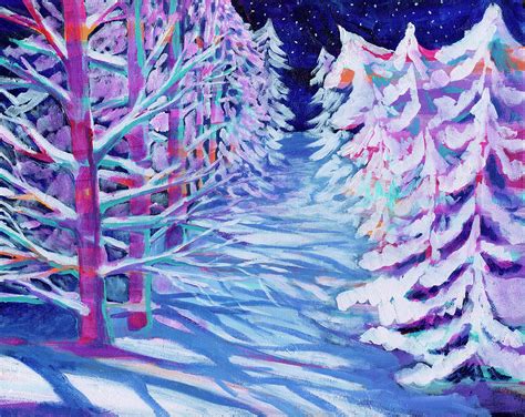 Rainbow Winter Trees Painting By Jennifer Lommers Fine Art America