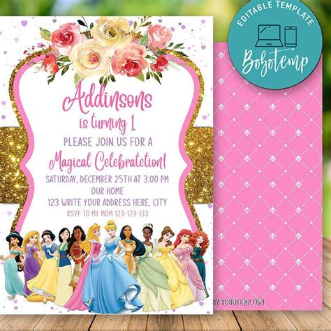 Editable Disney Princess Invitation Instant Download In 2020 Disney