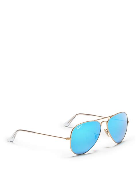 Lyst Ray Ban Aviator Large Metal Mirror Sunglasses In Blue For Men