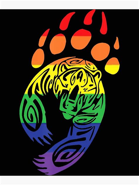 Gay Pride Bear Paw Black Grizzly Art Print By Ilyasmusliyevic Redbubble