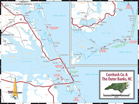 This page shows a map of all 5 lighthouses on the outer banks, it'll give you an idea of the distance to each lighthouse. outer banks of north carolina | Add this Map to Your Site | Print Map as a PDF | Outer banks ...
