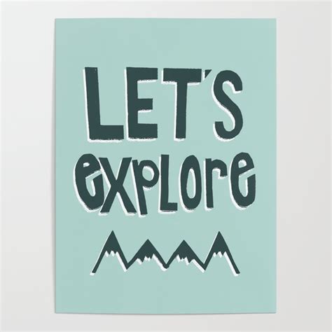 Lets Explore Adventure Art Hand Lettering Mountains Hand Drawn