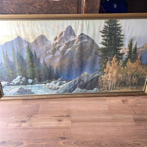 Vintage Robert Wood Grand Teton Signed Painting 51 In X 27 In Framed Ebay