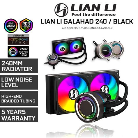 Lian Li Galahad Aio 240 Rgb Dual 120mm Addressable Rgb Fans Aio Cpu