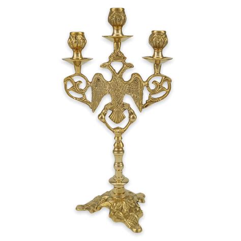 Solid Brass Orthodox Candelabra With Byzantine Eagle Blessedmart