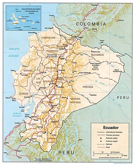 Ecuador Physical Map 1991 Full Size