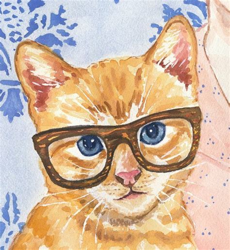 Pin By 𝕽𝖔𝖝𝖆𝖓𝖓𝖊 𝕶𝖎𝖙𝖙𝖞 On Cats Wearing Glasses Watercolor