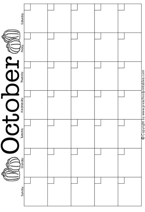 October Preschool Calendar Calendar