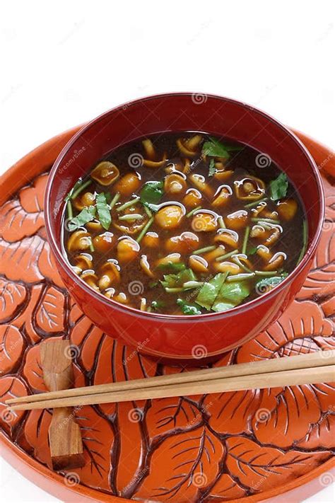 Nameko Mushrooms Miso Soup Stock Photo Image Of Vegetarian 23114282