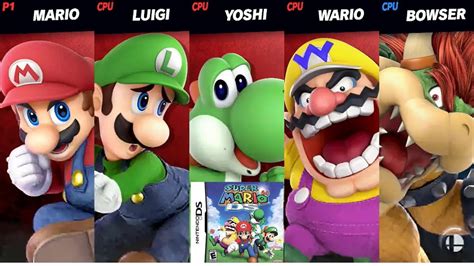 Super Smash Bros Ultimate Mario Luigi Yoshi Wario Vs Bowser