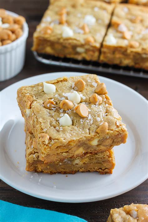 Thick And Chewy White Chocolate Peanut Butter Blondies Baker By Nature