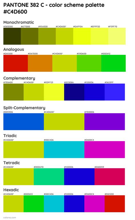 Pantone 382 C Color Palettes And Color Scheme Combinations