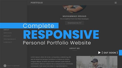 Complete Responsive Personal Portfolio Website Using HTML CSS JavaScript Out Soon YouTube