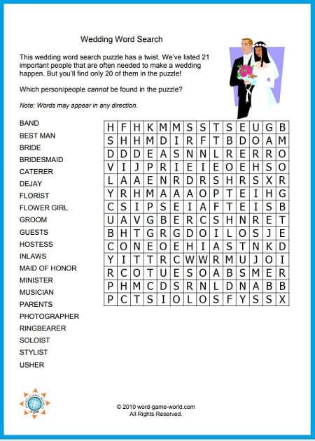 A Wedding Word Search For Your Next Bridal Shower