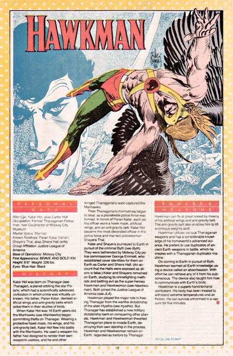 Hawkman By Joe Kubert Whos Who The Definitive Directory Of The Dc