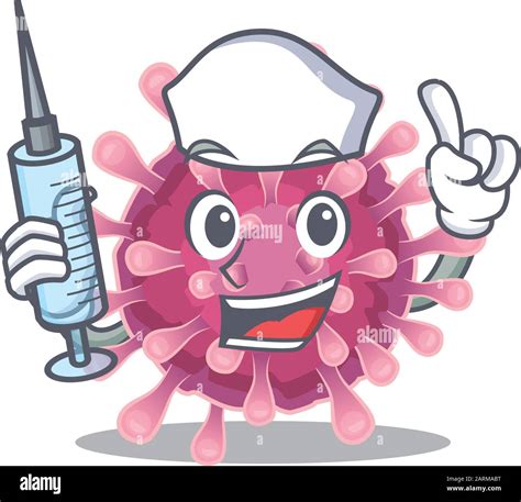 Sonriente Enfermera Corona Virus Personaje De Dibujos Animados Con Una