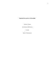 Regional Perspectives Of Disability Docx 1 Regional Perspectives Of
