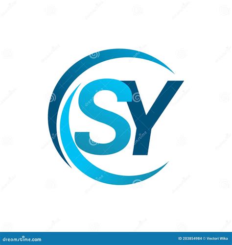 Initial Letter Sy Logotype Company Name Blue Circle And Swoosh Design