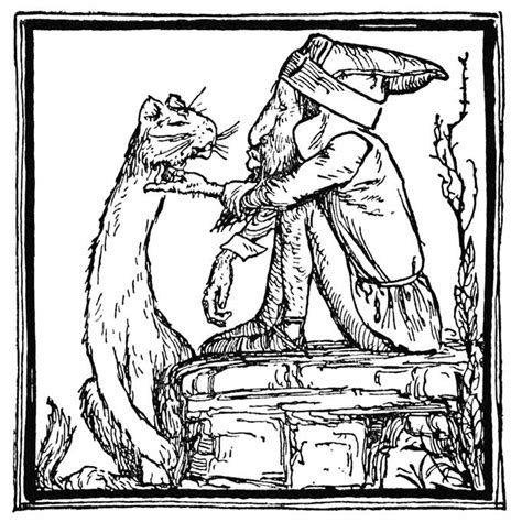Download Gnome Petting Cat - Old Book Illustrations