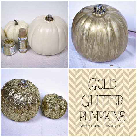 Gold Glitter Pumpkins With Burlap Yesterday On Tuesday