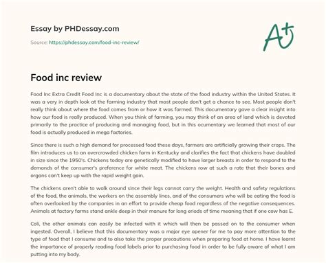 Food Inc Review 400 Words