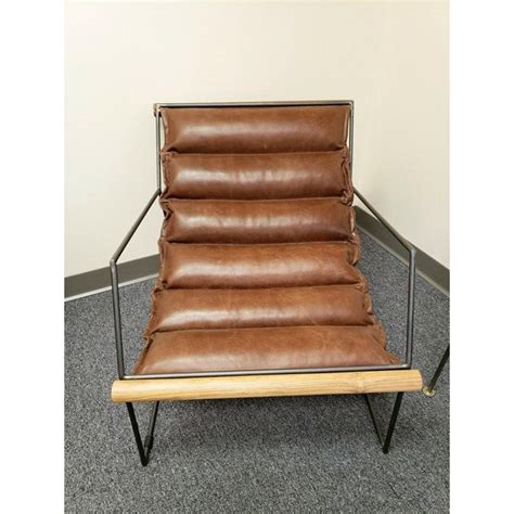 Vintage mid century cantilever chrome sling lounge chair. Modern Mid Century Style Brown Leather & Metal Sling Chair | Chairish