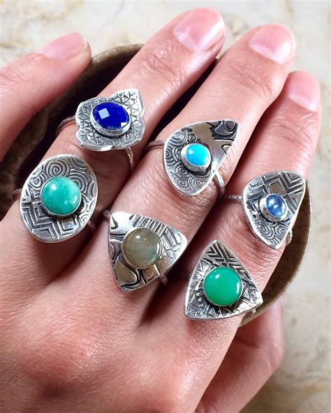 Established in 1974 with thousands of designs available. Silver Ring Contemporary Fine Silver Textured Gemstone ...