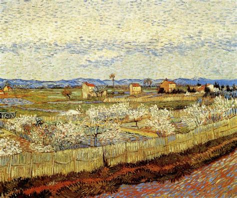Peach Trees In Blossom France 1889 Post Impressionism Painting By