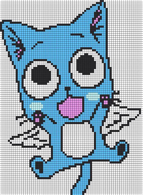 Happy From Fairy Tail Pixel Art Grid Fairy Tail Pixel