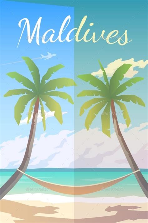 Two Palm Trees On The Beach With Text