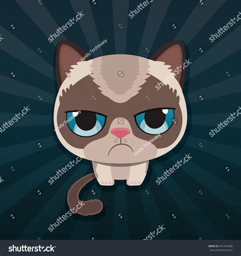 Cute Sad Grumpy Cat Vector Illustration 491443288 Shutterstock