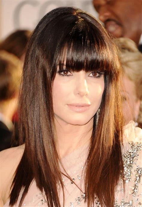 celebrity long sleek hairstyle with blunt bangs hairstyles ideas celebrity long sleek
